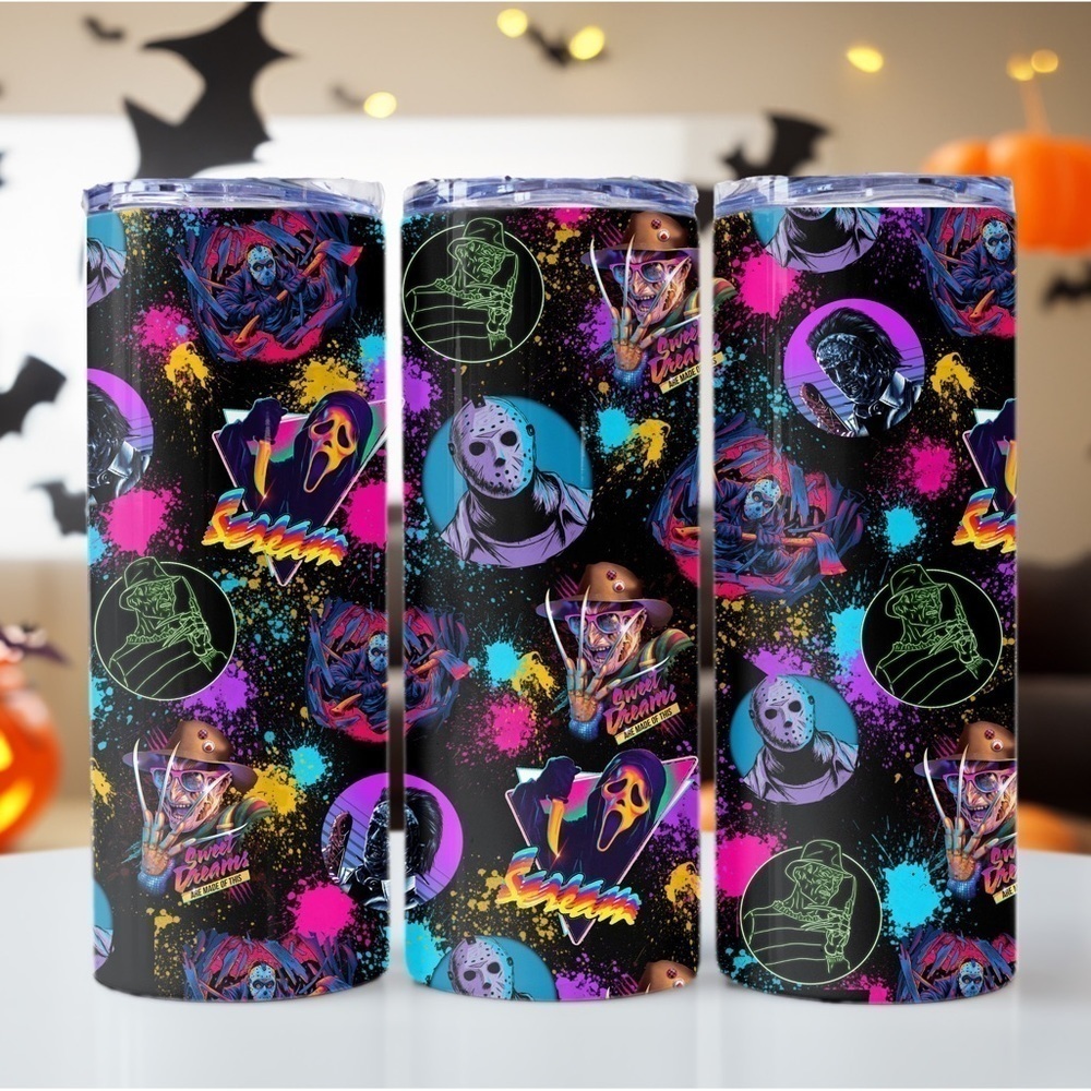 90s inspired horror 20 fl oz metal tumbler